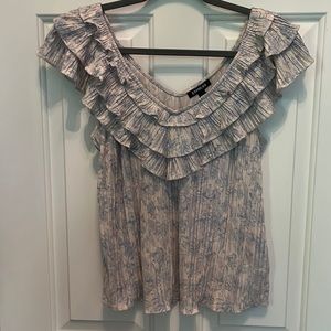 Express deep v-neck top with ruffle neckline